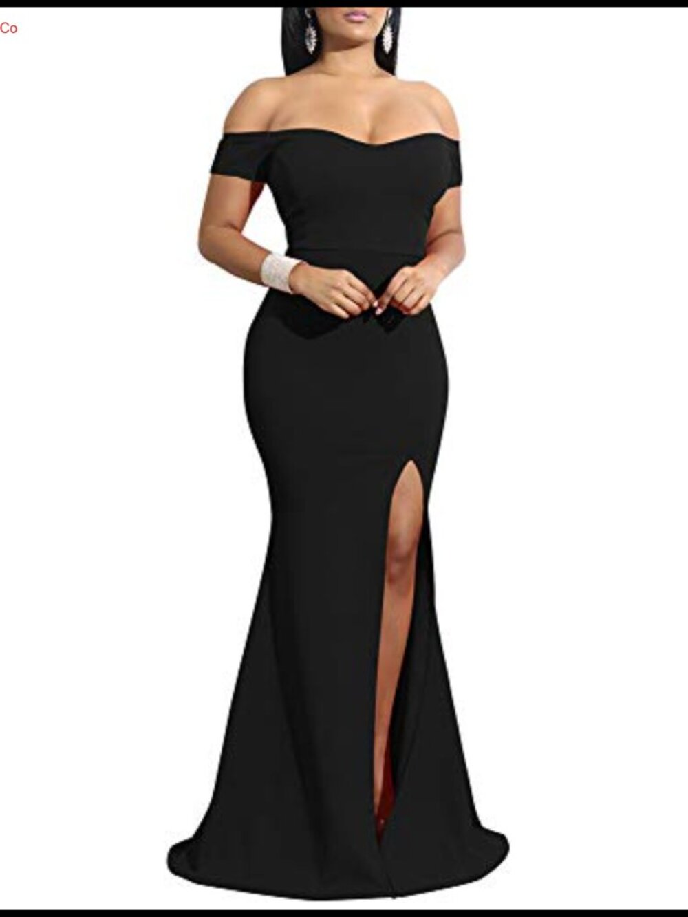 Off Shoulder High Split Long Formal Prom Dress Mermaid Gown